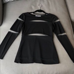 Bailey 44 black long sleeve top with mesh cutouts